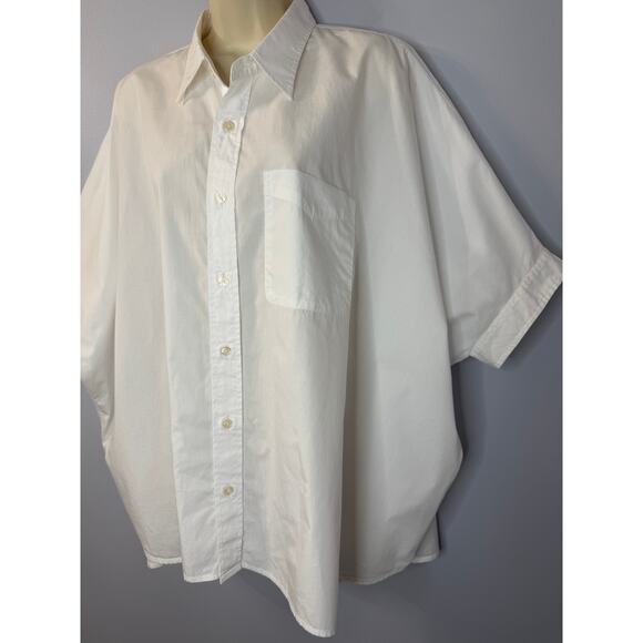 R13 Oversized Boxy Button Pp Shirt Short Sleeve White Relax Sz L Cotton - Picture 9 of 16